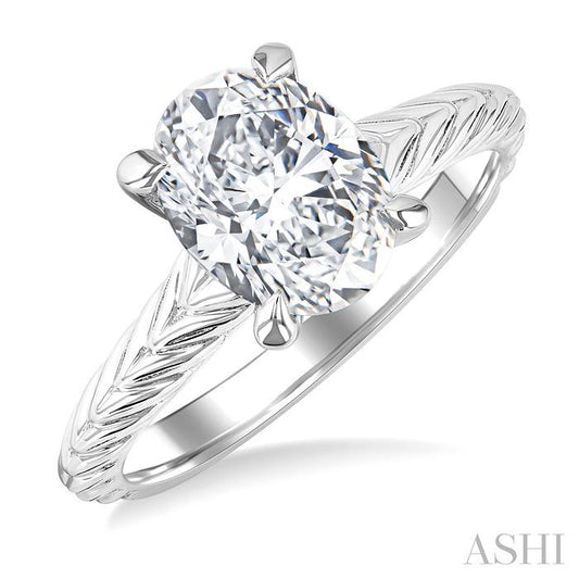 ASHI Oval Shape Semi-Mount Diamond Engagement Ring 195B9PPFHWG-SM-OV2