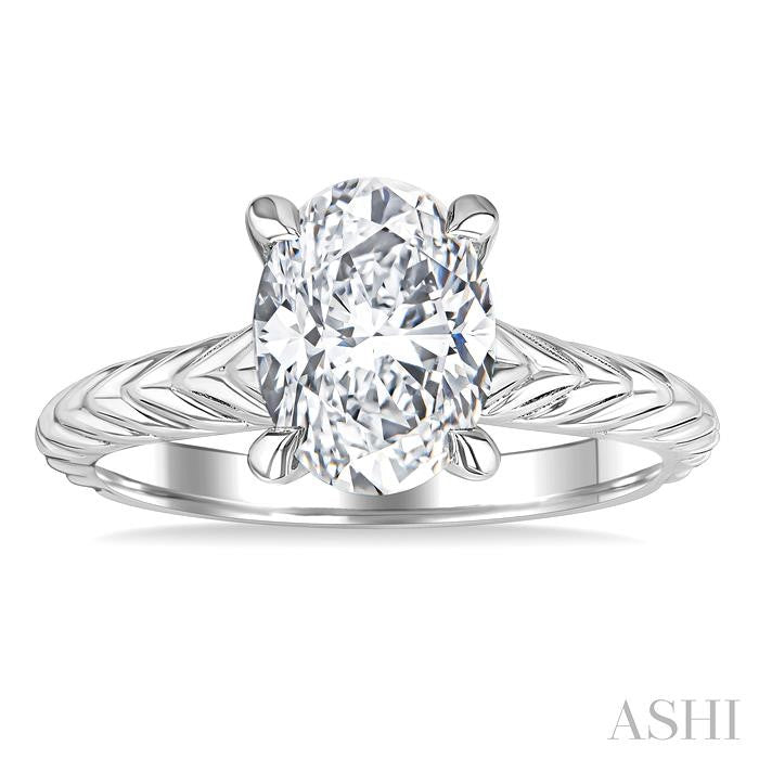 ASHI Oval Shape Semi-Mount Diamond Engagement Ring 195B9PPFHWG-SM-OV2