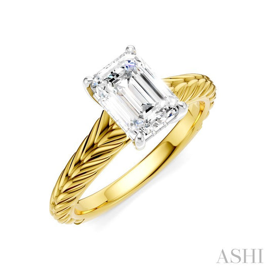 ASHI Emerald Shape Semi-Mount Diamond Engagement Ring 195B9PPFHYW-SM-EM1