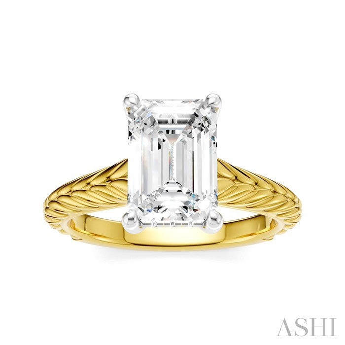 ASHI Emerald Shape Semi-Mount Diamond Engagement Ring 195B9PPFHYW-SM-EM2