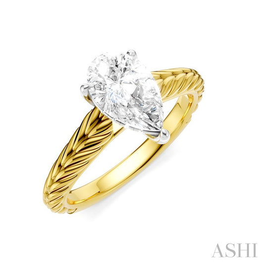 ASHI Pear Shape Semi-Mount Diamond Engagement Ring 195B9PPFHYW-SM-PR1