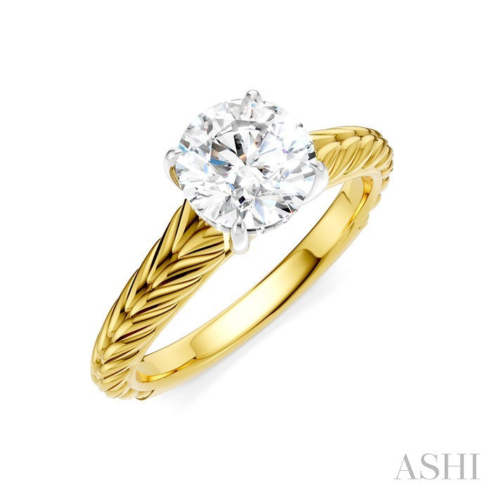 ASHI Round Shape Semi-Mount Diamond Engagement Ring 195B9PPFHYW-SM-RD1