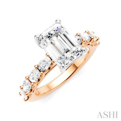 ASHI Emerald Shape Semi-Mount Diamond Engagement Ring 196A2PPFHPW-SM-EM2