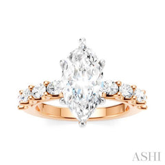 ASHI Marquise Shape Semi-Mount Diamond Engagement Ring 196A2PPFHPW-SM-MQ2