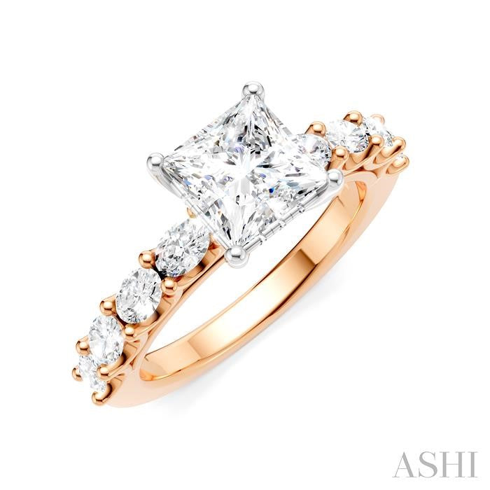 ASHI Princess Shape Semi-Mount Diamond Engagement Ring 196A2PPFHPW-SM-PN1