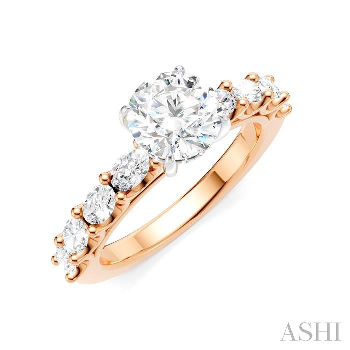 ASHI Round Shape Semi-Mount Diamond Engagement Ring 196A2PPFHPW-SM-RD1