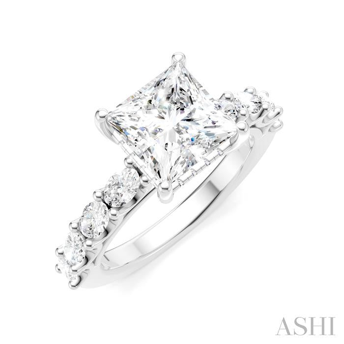ASHI Princess Shape Semi-Mount Diamond Engagement Ring 196A2PPFHWG-SM-PN2