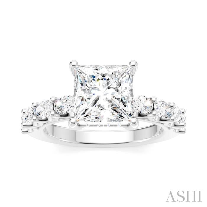 ASHI Princess Shape Semi-Mount Diamond Engagement Ring 196A2PPFHWG-SM-PN2