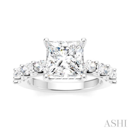 ASHI Princess Shape Semi-Mount Diamond Engagement Ring 196A2PPFHWG-SM-PN2