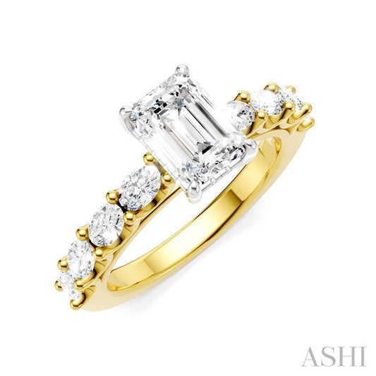 ASHI Emerald Shape Semi-Mount Diamond Engagement Ring 196A2PPFHYW-SM-EM1