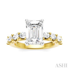 ASHI Emerald Shape Semi-Mount Diamond Engagement Ring 196A2PPFHYW-SM-EM2