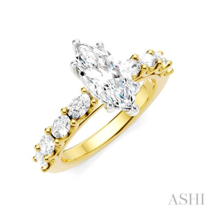ASHI Marquise Shape Semi-Mount Diamond Engagement Ring 196A2PPFHYW-SM-MQ1