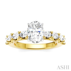 ASHI Oval Shape Semi-Mount Diamond Engagement Ring 196A2PPFHYW-SM-OV1