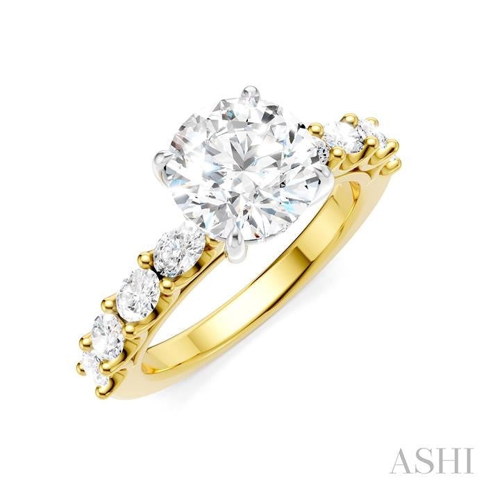 ASHI Round Shape Semi-Mount Diamond Engagement Ring 196A2PPFHYW-SM-RD2