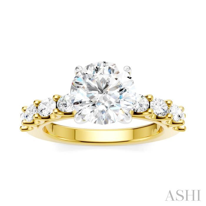 ASHI Round Shape Semi-Mount Diamond Engagement Ring 196A2PPFHYW-SM-RD2