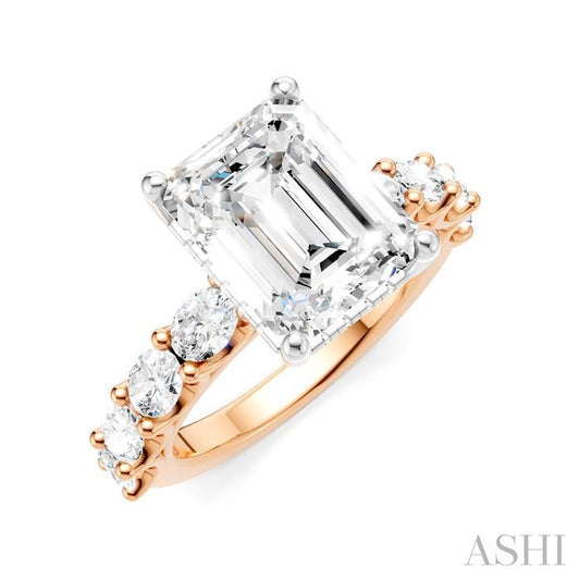 ASHI Emerald Shape Semi-Mount Diamond Engagement Ring 196ACPPFHPW-SM-EM3