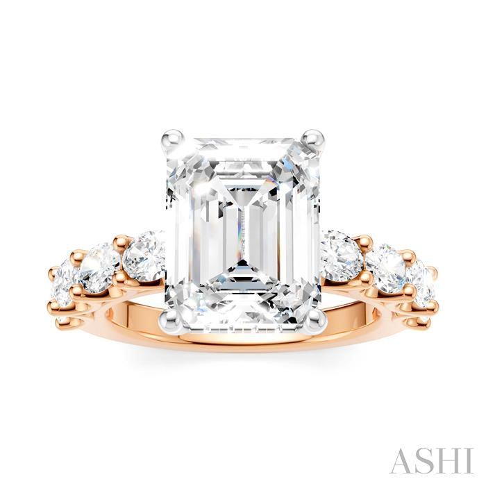 ASHI Emerald Shape Semi-Mount Diamond Engagement Ring 196ACPPFHPW-SM-EM3