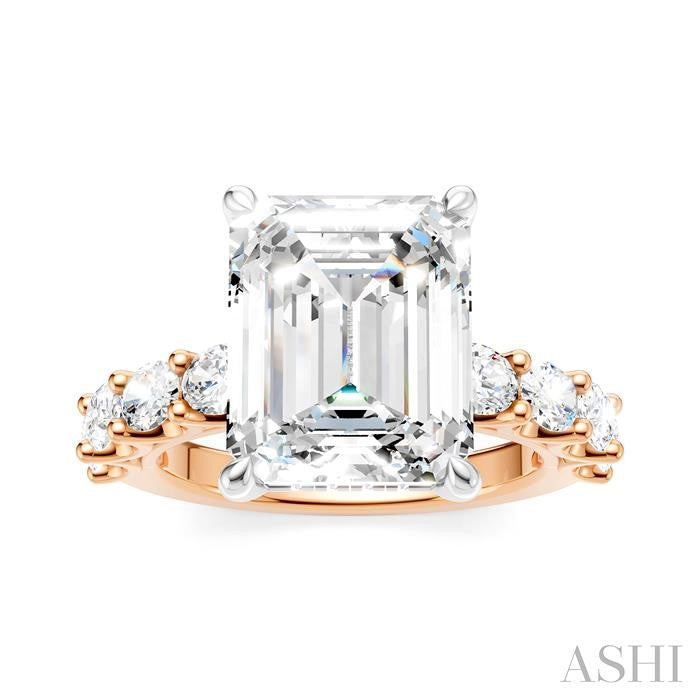 ASHI Emerald Shape Semi-Mount Diamond Engagement Ring 196ACPPFHPW-SM-EM4