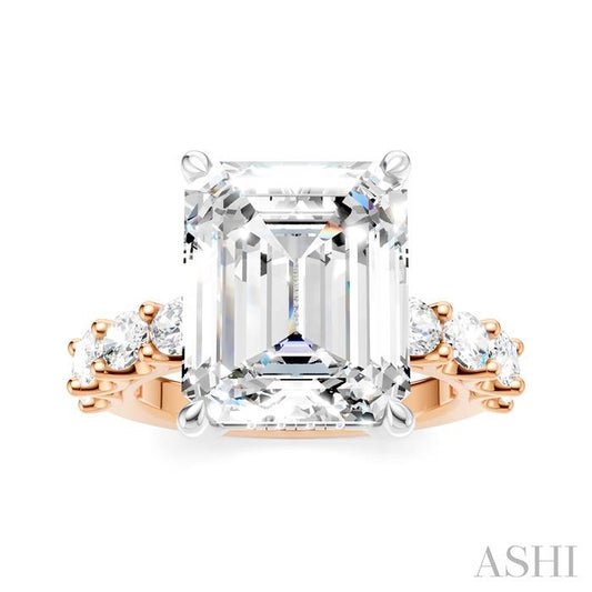 ASHI Emerald Shape Semi-Mount Diamond Engagement Ring 196ACPPFHPW-SM-EM5