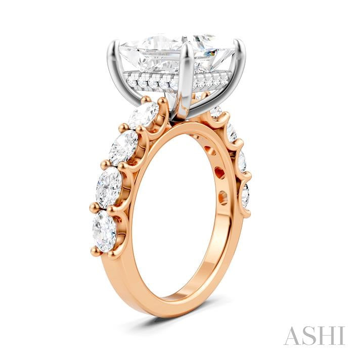 ASHI Princess Shape Semi-Mount Diamond Engagement Ring 196ACPPFHPW-SM-PN4