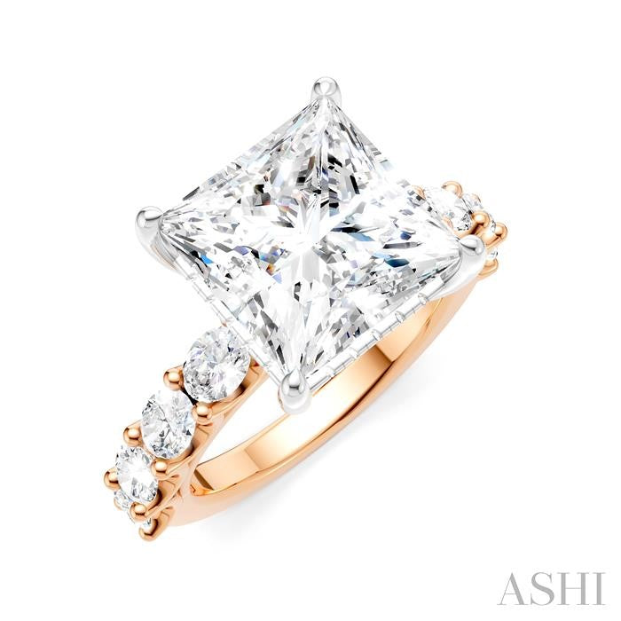 ASHI Princess Shape Semi-Mount Diamond Engagement Ring 196ACPPFHPW-SM-PN5