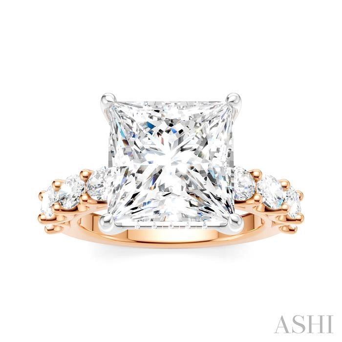 ASHI Princess Shape Semi-Mount Diamond Engagement Ring 196ACPPFHPW-SM-PN5