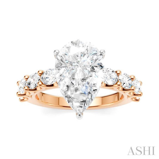 ASHI Pear Shape Semi-Mount Diamond Engagement Ring 196ACPPFHPW-SM-PR3