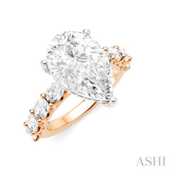ASHI Pear Shape Semi-Mount Diamond Engagement Ring 196ACPPFHPW-SM-PR4