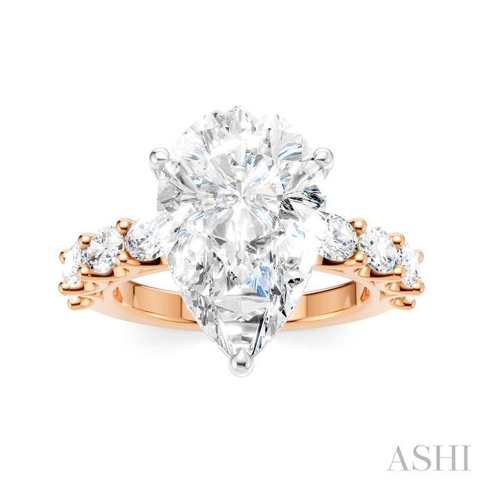 ASHI Pear Shape Semi-Mount Diamond Engagement Ring 196ACPPFHPW-SM-PR5