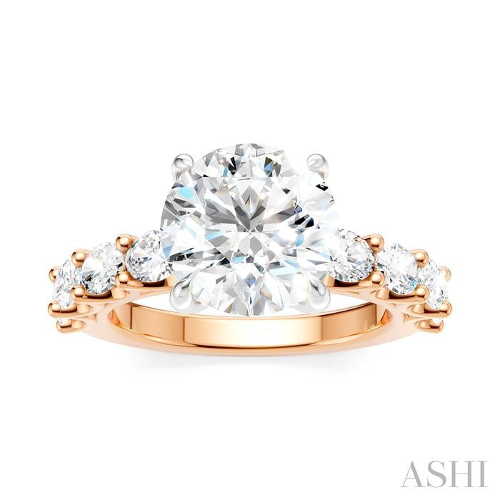 ASHI Round Shape Semi-Mount Diamond Engagement Ring 196ACPPFHPW-SM-RD3