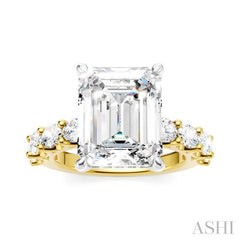 ASHI Emerald Shape Semi-Mount Diamond Engagement Ring 196ACPPFHYW-SM-EM4