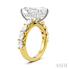ASHI Emerald Shape Semi-Mount Diamond Engagement Ring 196ACPPFHYW-SM-EM4