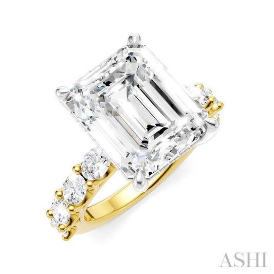 ASHI Emerald Shape Semi-Mount Diamond Engagement Ring 196ACPPFHYW-SM-EM5