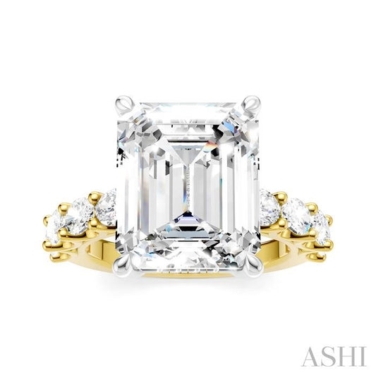 ASHI Emerald Shape Semi-Mount Diamond Engagement Ring 196ACPPFHYW-SM-EM5