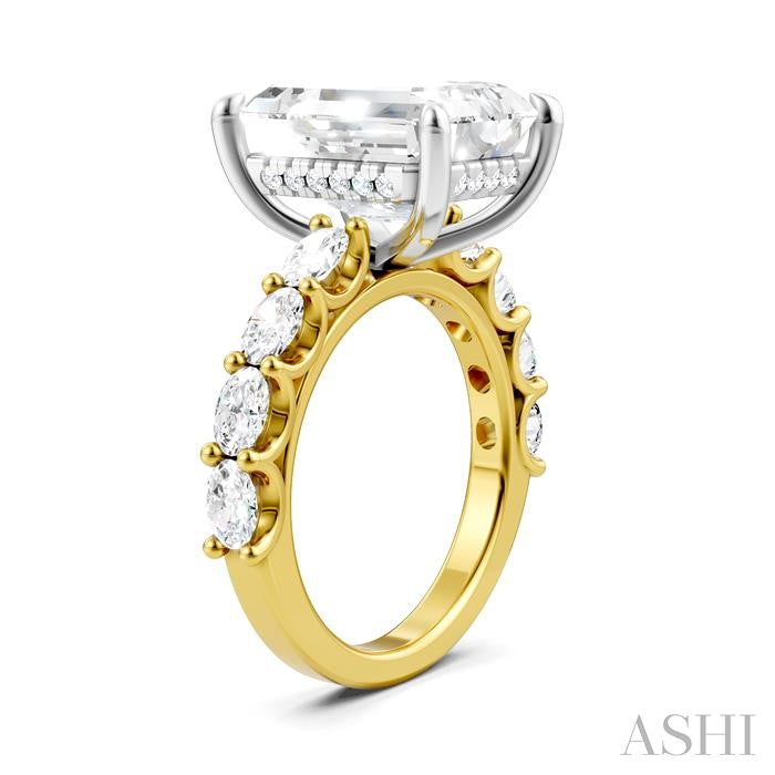 ASHI Emerald Shape Semi-Mount Diamond Engagement Ring 196ACPPFHYW-SM-EM5