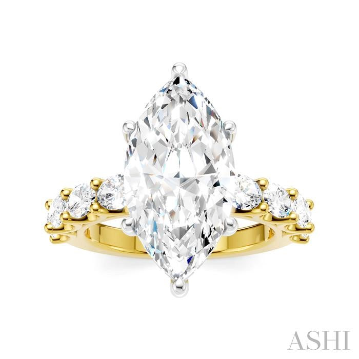 ASHI Marquise Shape Semi-Mount Diamond Engagement Ring 196ACPPFHYW-SM-MQ4