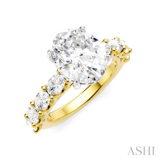 ASHI Oval Shape Semi-Mount Diamond Engagement Ring 196ACPPFHYW-SM-OV3
