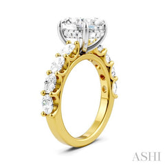 ASHI Oval Shape Semi-Mount Diamond Engagement Ring 196ACPPFHYW-SM-OV3