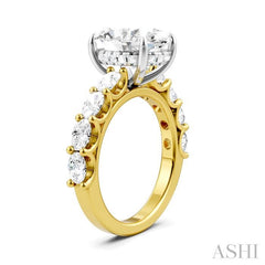 ASHI Oval Shape Semi-Mount Diamond Engagement Ring 196ACPPFHYW-SM-OV4