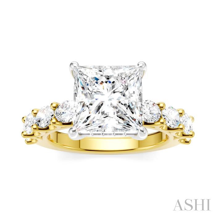 ASHI Princess Shape Semi-Mount Diamond Engagement Ring 196ACPPFHYW-SM-PN3