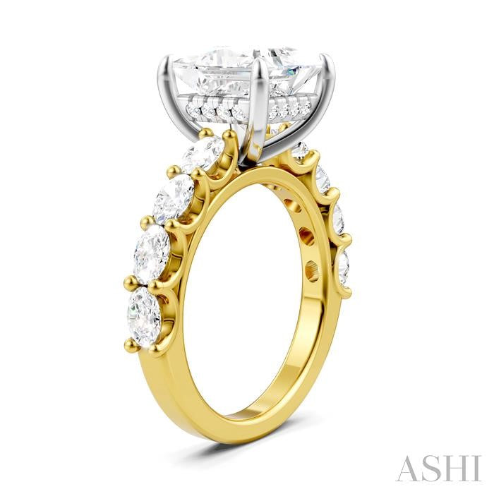 ASHI Princess Shape Semi-Mount Diamond Engagement Ring 196ACPPFHYW-SM-PN3