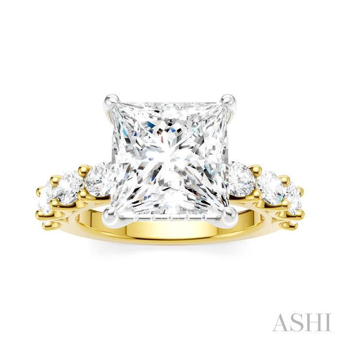 ASHI Princess Shape Semi-Mount Diamond Engagement Ring 196ACPPFHYW-SM-PN4