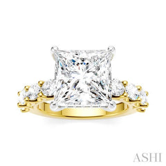 ASHI Princess Shape Semi-Mount Diamond Engagement Ring 196ACPPFHYW-SM-PN4