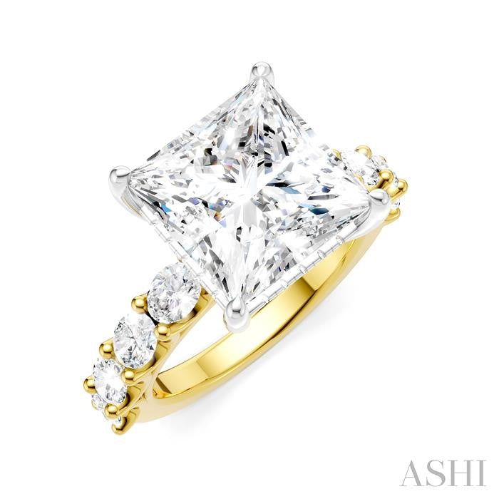 ASHI Princess Shape Semi-Mount Diamond Engagement Ring 196ACPPFHYW-SM-PN5