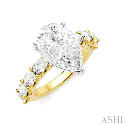 ASHI Pear Shape Semi-Mount Diamond Engagement Ring 196ACPPFHYW-SM-PR3