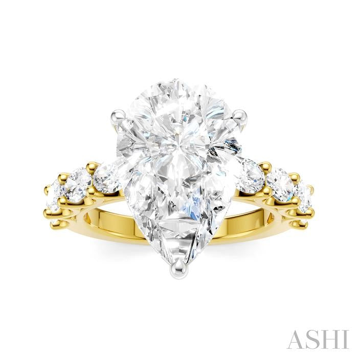 ASHI Pear Shape Semi-Mount Diamond Engagement Ring 196ACPPFHYW-SM-PR5