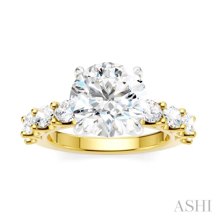 ASHI Round Shape Semi-Mount Diamond Engagement Ring 196ACPPFHYW-SM-RD3