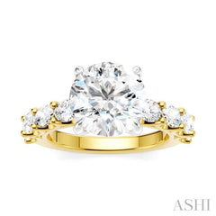 ASHI Round Shape Semi-Mount Diamond Engagement Ring 196ACPPFHYW-SM-RD3