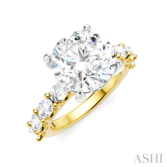 ASHI Round Shape Semi-Mount Diamond Engagement Ring 196ACPPFHYW-SM-RD4