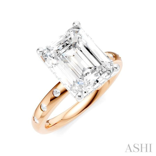 ASHI Emerald Shape Semi-Mount Diamond Engagement Ring 196B7PPFHPW-SM-EM3